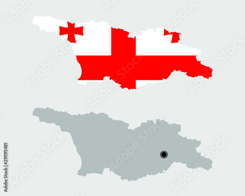 Contour of Georgia in grey and in flag colors; with Abkhazia and South Ossetia