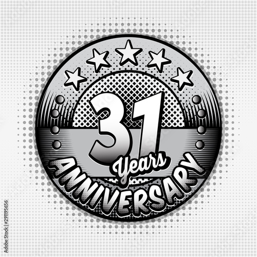 31st anniversary logo. Thirty-one years celebrating anniversary logo. Vector and illustrations. 