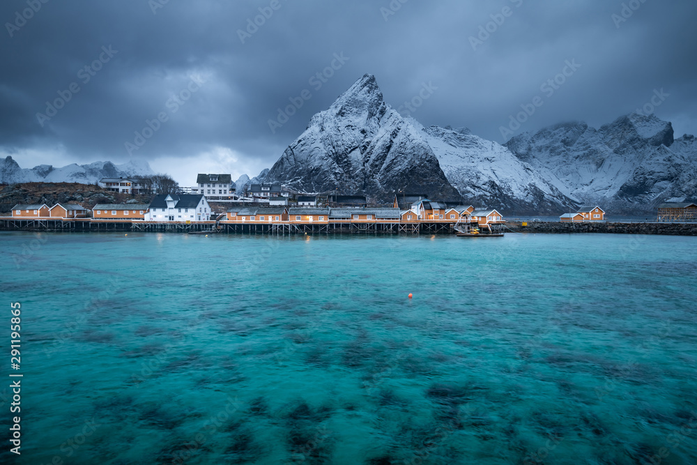 Beautiful landscape in Lofoten Islands in Winter, Norway 