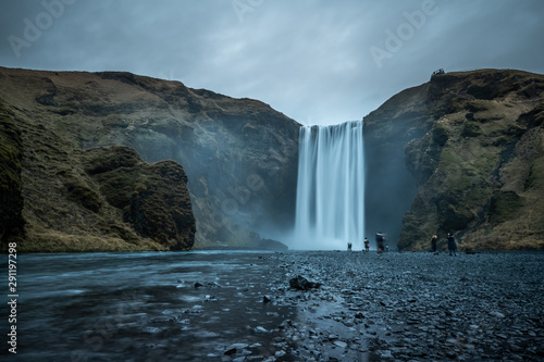 Skogafoss waterfall in Iceland in Winter.