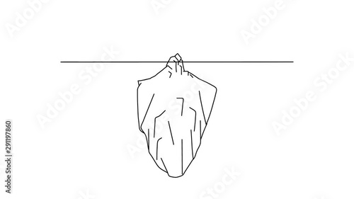 Full big iceberg in the sea. Animation on the white background