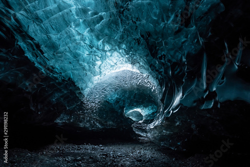 Obraz na plátně Inside an glacier ice cave in Iceland