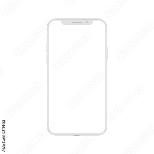 White smartphone with empty touch screen, new model mobile - stock vector