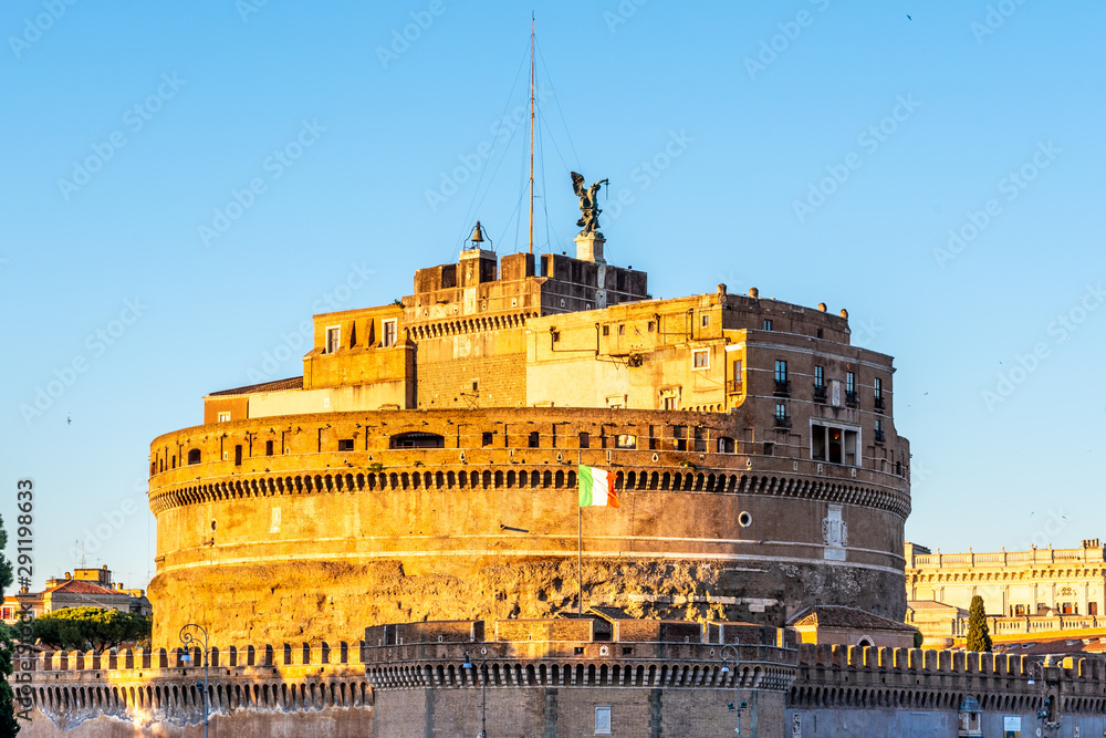 Castel Sant Angelo, or Mausoleum of Hadrian, detailed view. Rome, Italy