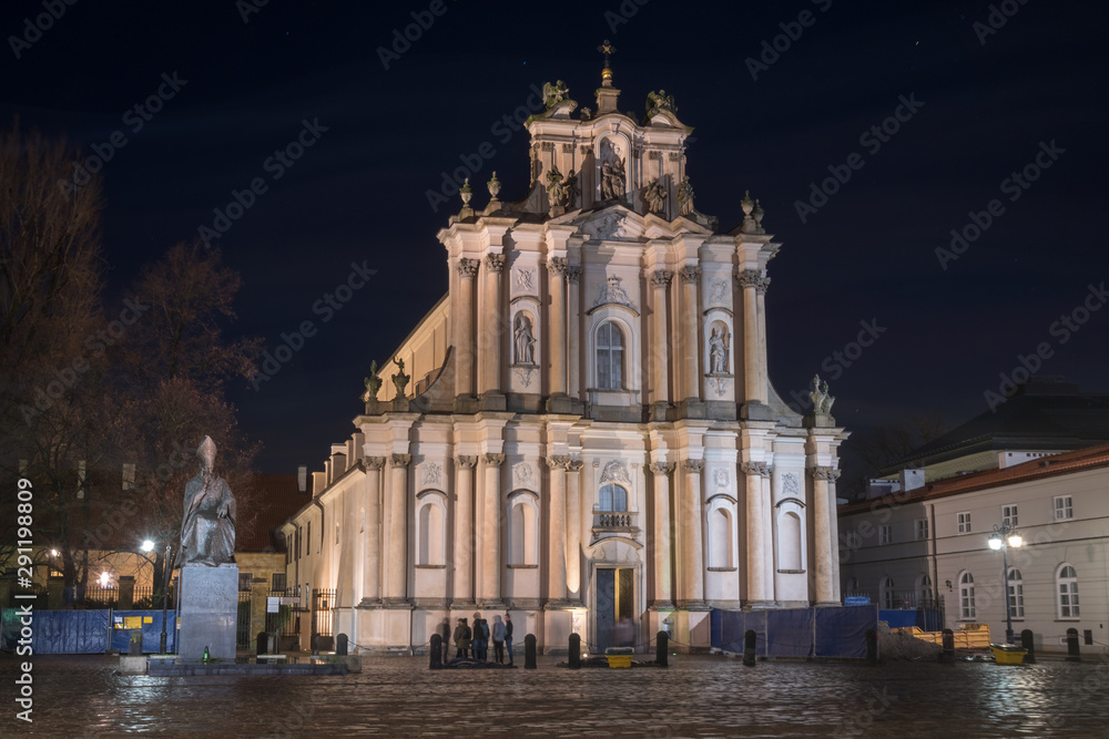 Church of the Assumption of the Virgin Mary and of St. Joseph known as the Carmelite Church at night.