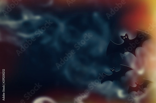Halloween background, flying bats