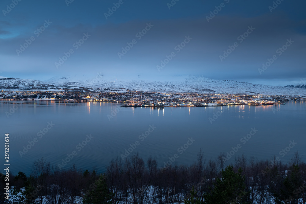 Akureyri city in the winter, Iceland