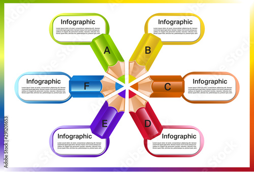 Infographic template with colored pencil in the circle form