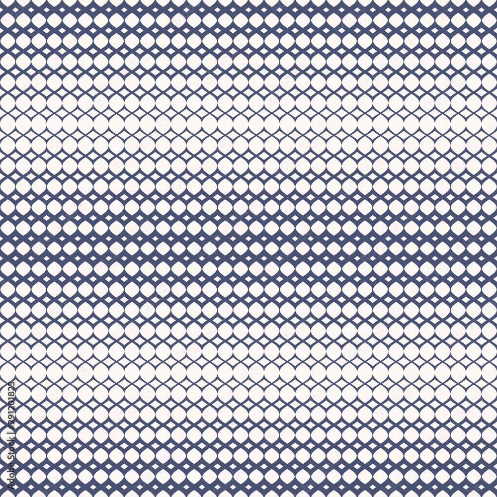 Vector halftone mesh seamless pattern. Deep blue and white abstract texture