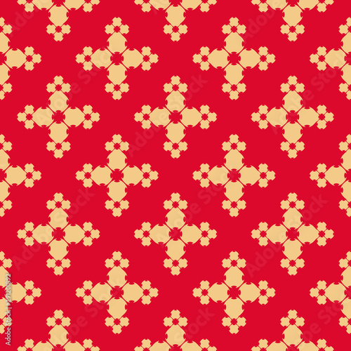 Wallpaper Mural Vector geometric floral texture. Vintage seamless pattern in red and tan colors Torontodigital.ca