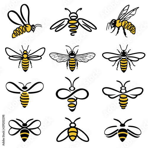 Honey bee set Fototapeta