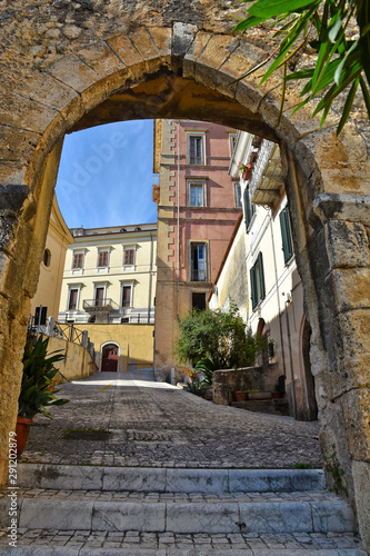 View of a medieval town in the mountains of the Lazio region.