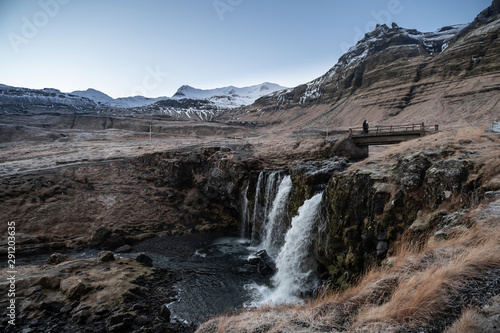 kirkjufell waterfall in Snæfellsnes peninsula © surangaw