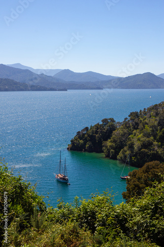 seascape view in Marlborough region of New Zealand