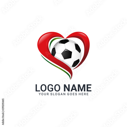 Love socceer logo for club, company or football community. Editable modern logo design