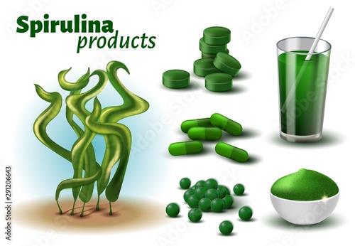 Realistic 3D Spirulina Products Advertisement photo