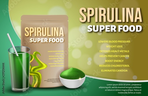 3D Bottle Spirulina Superfood Seaweed Powder Drink