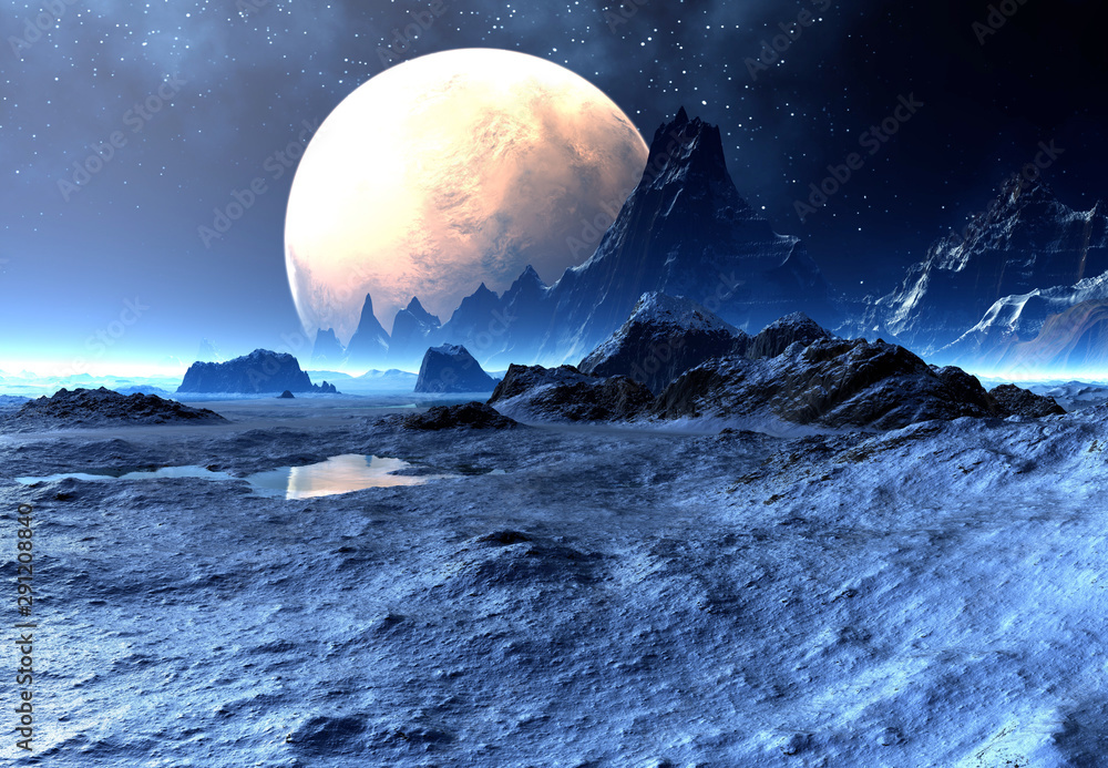 Fototapeta premium 3D Rendered Fantasy Alien Landscape - 3D Illustration
