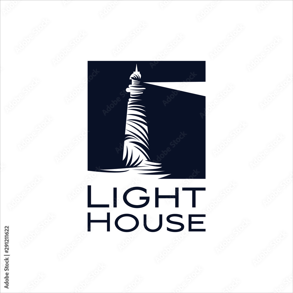 lighthouse logo square black rustic illustration design idea lighthouse logo square black rustic illustration design idea