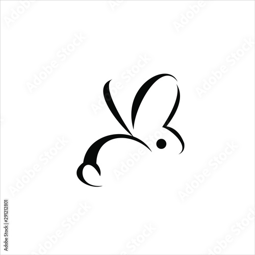 rabbit logo simple black outline icon illustration of cute animal vector design