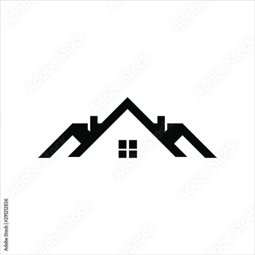 roof logo simple black home real estate icon design idea