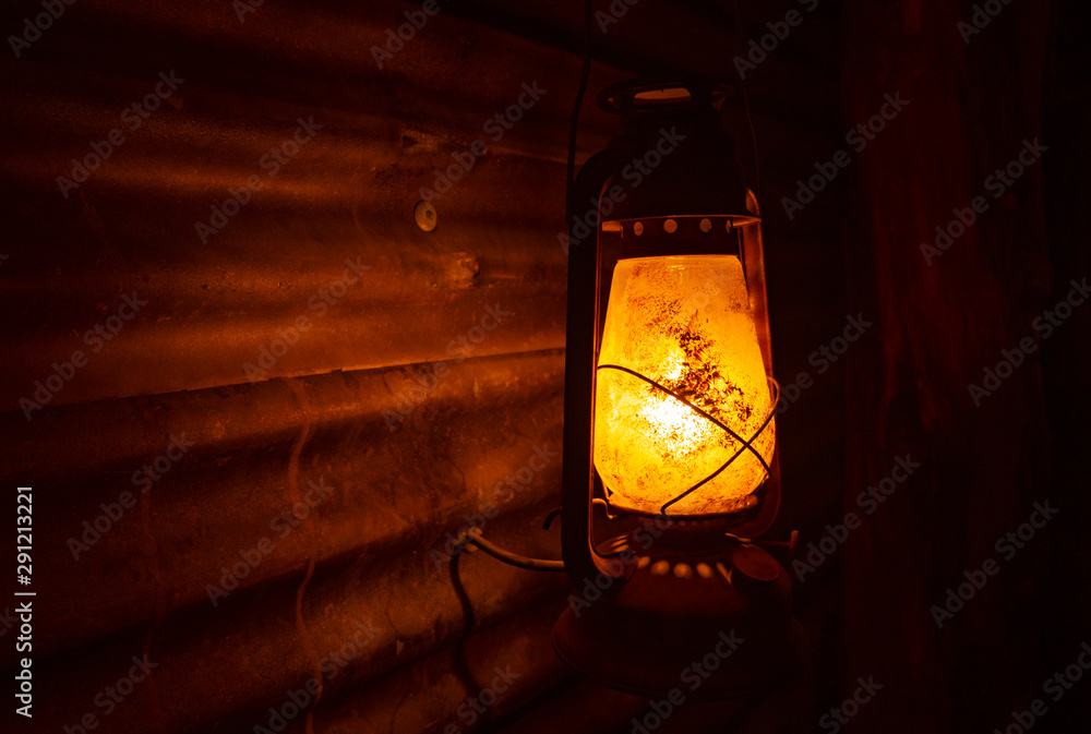 Old rustic kerosene lantern