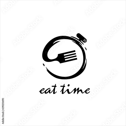  food logo simple black circle rustic illustration for eating time reminder icon design