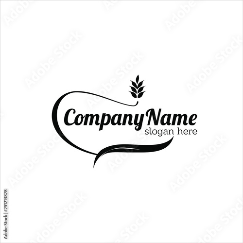 bakery logo wheat vector simple black badge concept organic flour emblem design