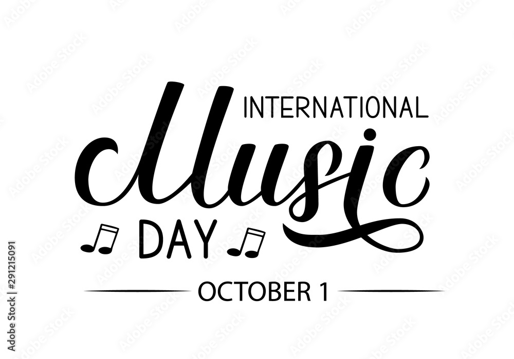 International Music Day lettering isolated on white. Easy to edit vector template for typography poster, banner, flyer, etc.
