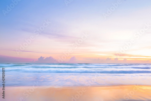 Seascape awesome wave with coloful sun set at kata beach in phuket thailand
