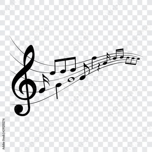 Music notes, musical design element, isolated vector illustration.