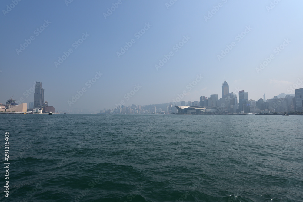 City view from a ferry, Hong Kong