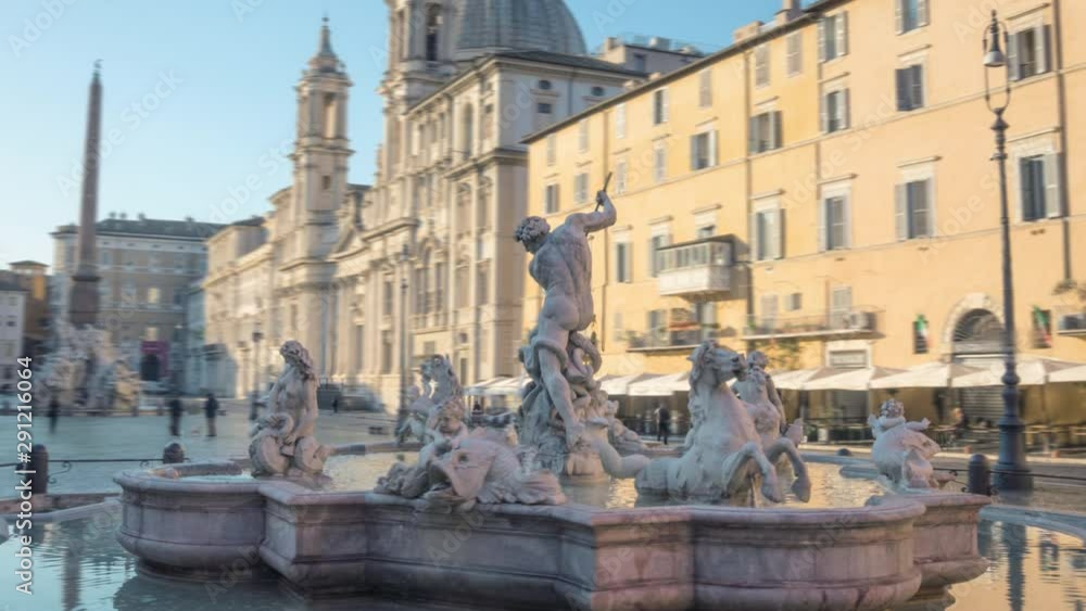 hyper lapse, fountain on Piazza Navona, Rome. Italy hyper lapse, fountain on Piazza Navona, Rome. Italy