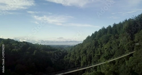 Aerial view of Indonesia's longest suspension bridge. Situ Gunung by Drone in 4K photo