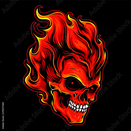 fire head skull vector logo
