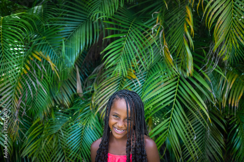 Girl in Bikini With Palm Trees