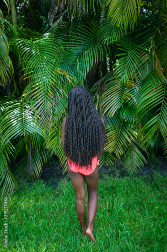 Girl in Bikini With Palm Trees