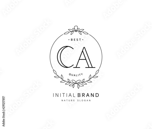 C A CA Beauty vector initial logo, handwriting logo of initial signature, wedding, fashion, jewerly, boutique, floral and botanical with creative template for any company or business.