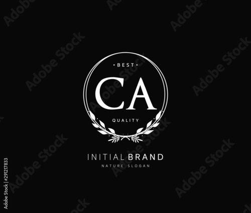 C A CA Beauty vector initial logo, handwriting logo of initial signature, wedding, fashion, jewerly, boutique, floral and botanical with creative template for any company or business.