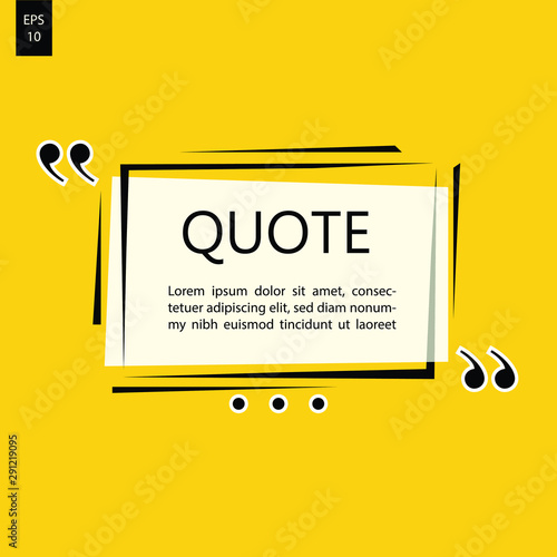 Illustration vector of typography design. Remark quote text box poster template concept. blank empty frame citation. Quotation paragraph symbol icon. double bracket comma mark. bubble dialogue banner.