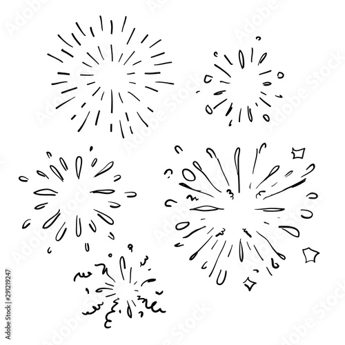 doodle Festive fireworks, Celebration party firework, festival firecracker illustration collection handdrawn style