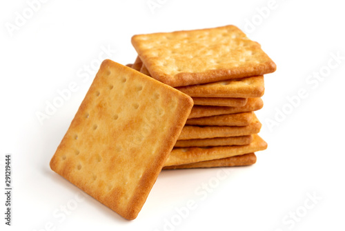 Fényképezés Crushed dry cracker cookies isolated on white background