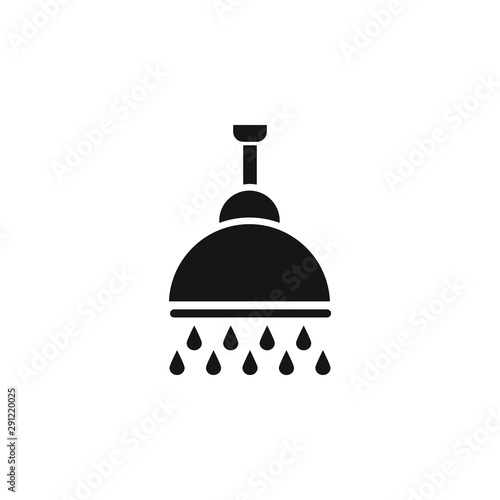 Shower vector icon, Shower faucet flat icon with flowing water drops symbol.
