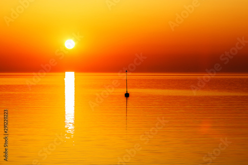 Picturesque golden sunset on the sea