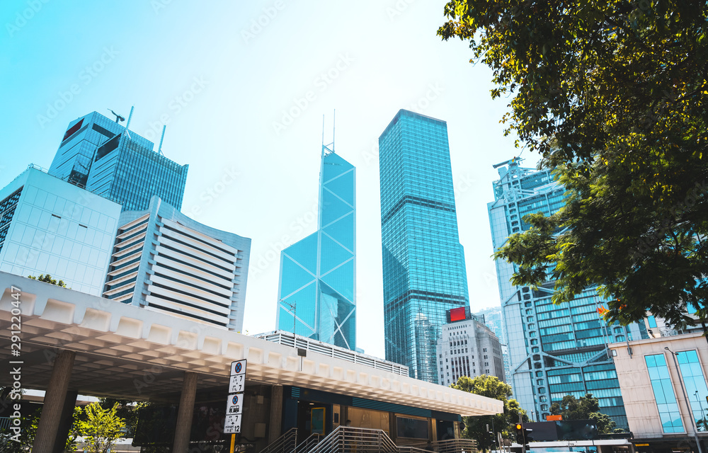 Modern office building close up in Hong Kong Modern office building close up in Hong Kong