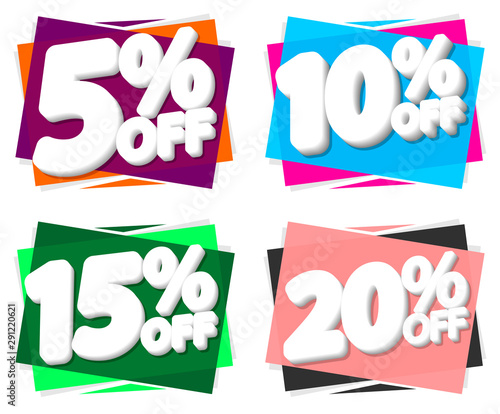 Set Sale tags, discount banners design template, app icons, vector illustration