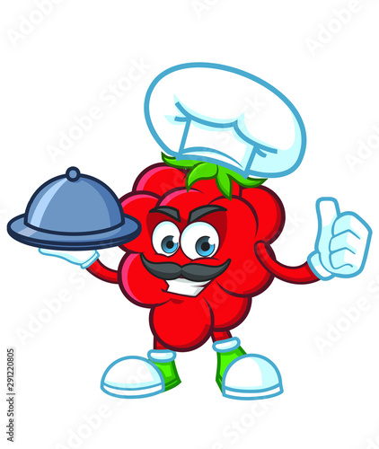  Raspberries with chef hat Mascot character design vector