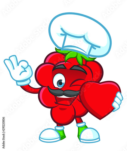  Raspberries with chef hat Mascot character design vector