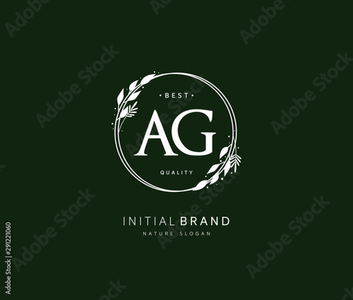 A G AG Beauty vector initial logo, handwriting logo of initial signature, wedding, fashion, jewerly, boutique, floral and botanical with creative template for any company or business.