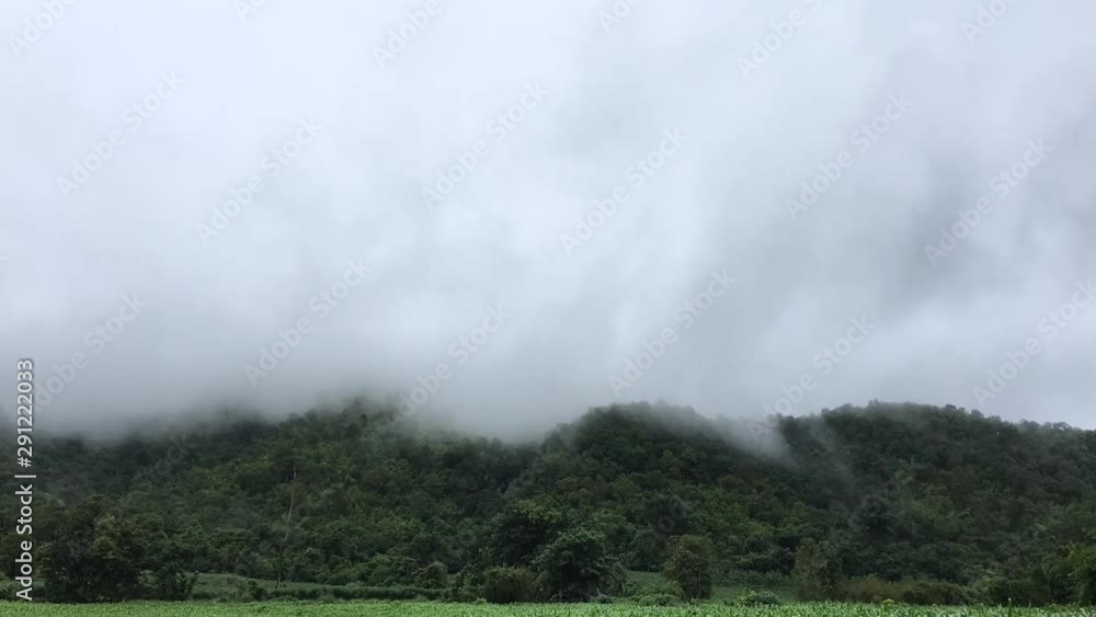 Beautiful mountain and the fog floats over the mountains Beautiful mountain and the fog floats over the mountains